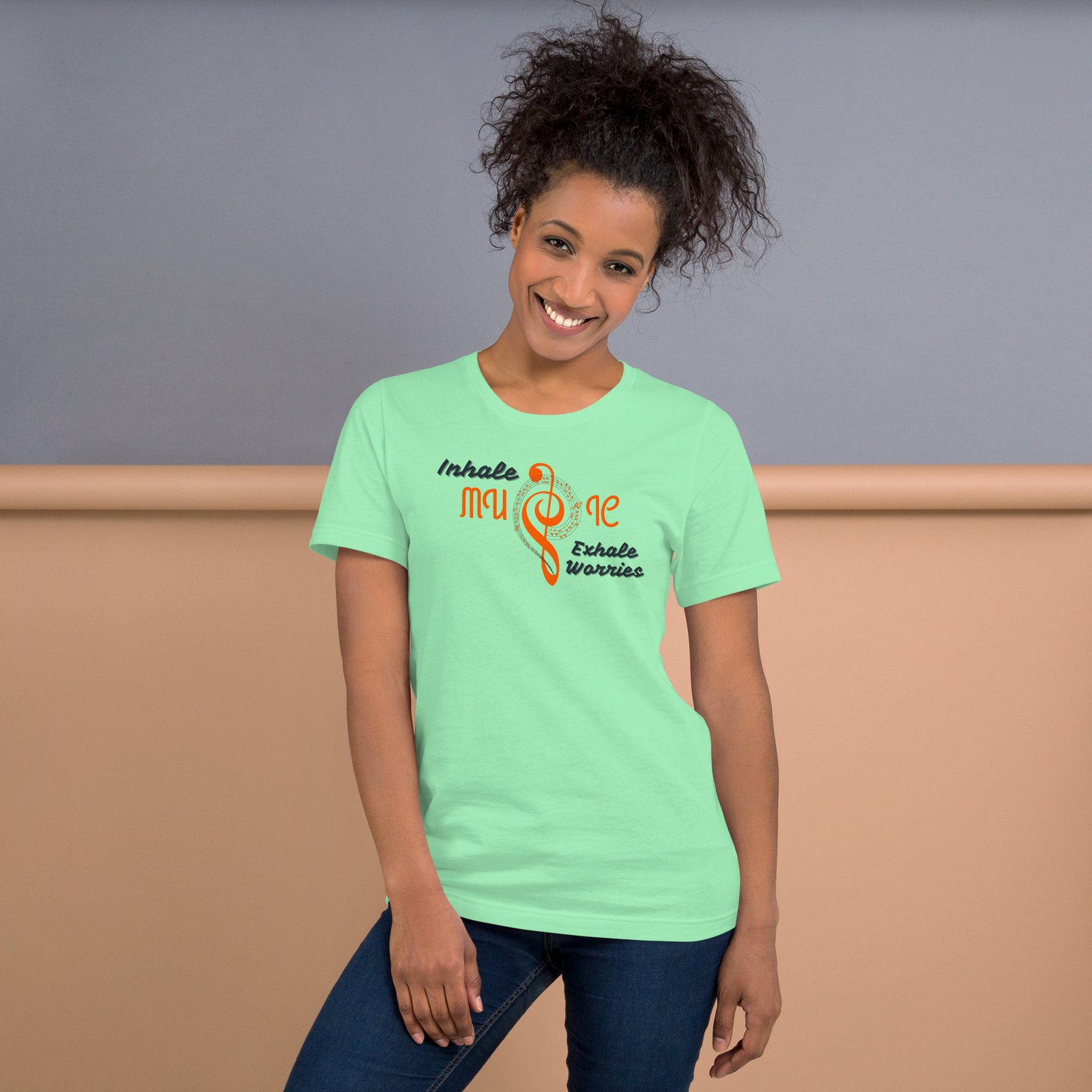 inhale music, exhale worries – unisex t shirt | bella + canvas 3001