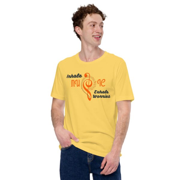 inhale music, exhale worries – unisex t shirt | bella + canvas 3001
