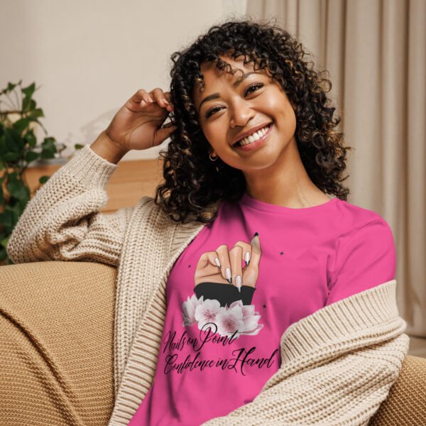 nails on point, confidence in hand – women's relaxed t shirt | bella + canvas 6400