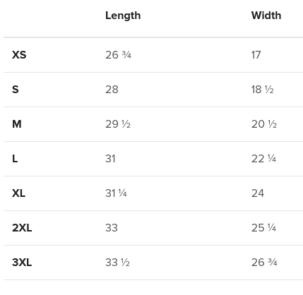 Unisex Premium T-Shirt AS Colour 5001T - Imperial Size Guide
