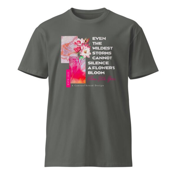 bloom with grace – women’s premium dark tee | as colour 5001t