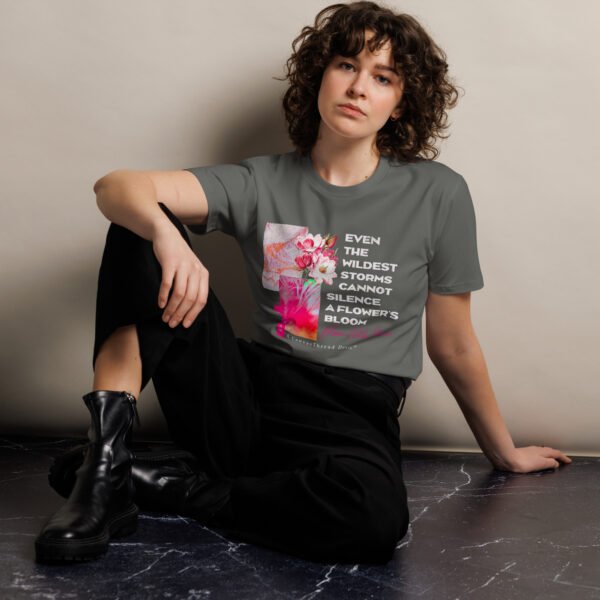 bloom with grace – women’s premium dark tee | as colour 5001t