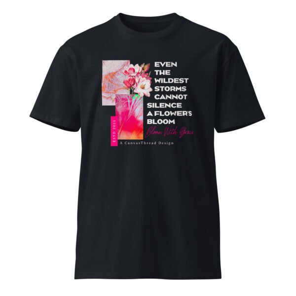 bloom with grace – women’s premium dark tee | as colour 5001t