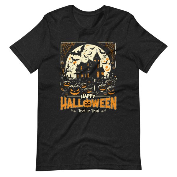 unisex halloween t shirt – “happy halloween trick or treat” | bella + canvas 3001