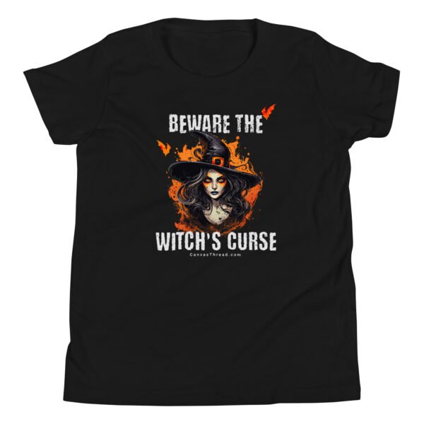 youth unisex halloween t shirt – beware the witch’s curse