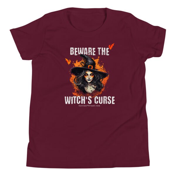 youth unisex halloween t shirt – beware the witch’s curse
