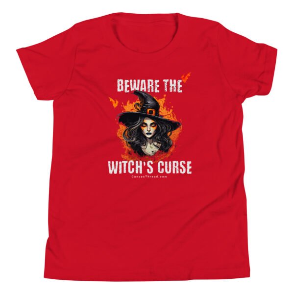 youth unisex halloween t shirt – beware the witch’s curse