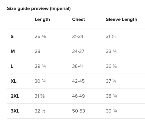 Unisex Garment-Dyed Heavyweight Long Sleeve Shirt | Comfort Colors 6014 - Imperial Size Guide