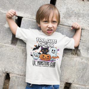 too cute to spook toddler t shirt bella + canvas 3001t