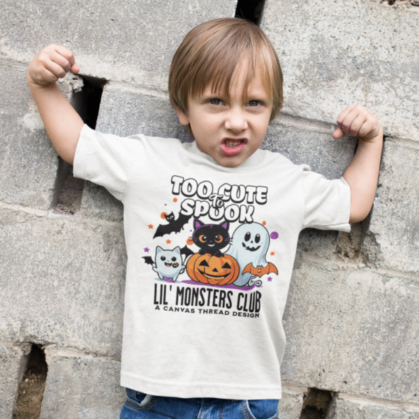 too cute to spook toddler t shirt bella + canvas 3001t
