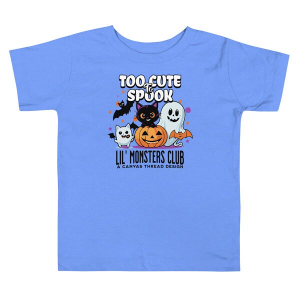 too cute to spook toddler t shirt bella + canvas 3001t