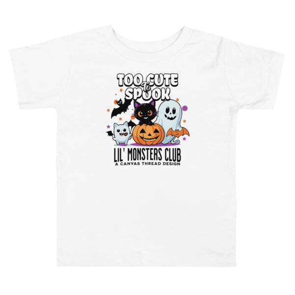 too cute to spook toddler t shirt bella + canvas 3001t
